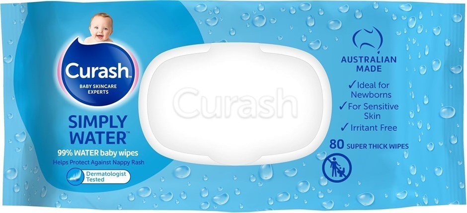 8 x CURASH Simply Water Baby Wipes, 80 Wipe Count.