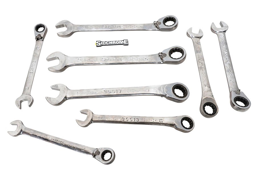 SIDCHROME 8pc Metric  Geared Reversible Wrench Set, Sizes: 11, 12, 13, 14,