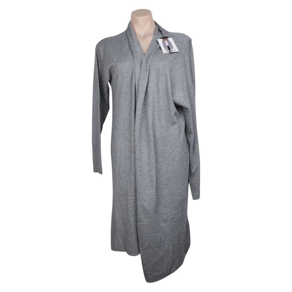 SABA Women's Long Cardigan, Size L, Grey, AG2094.