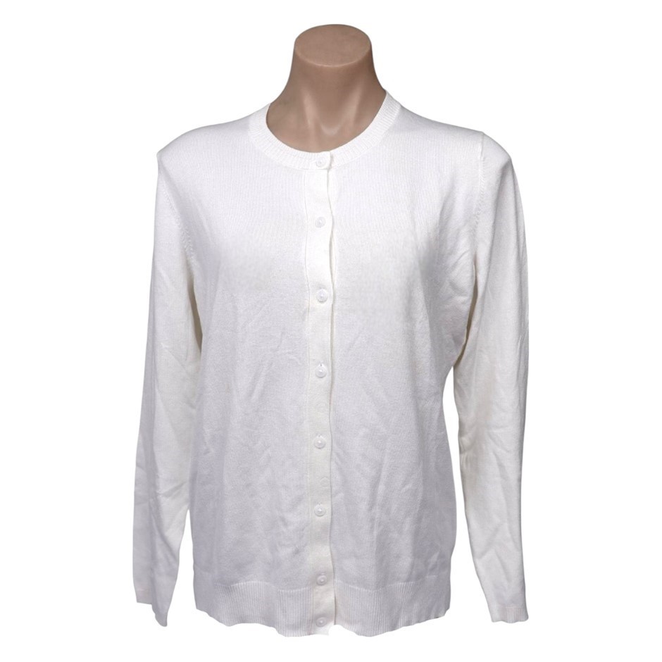 TOMMY HILFIGER Women's Cardigan, Size XL, 75% Viscose, 112 Ivory (IVY).