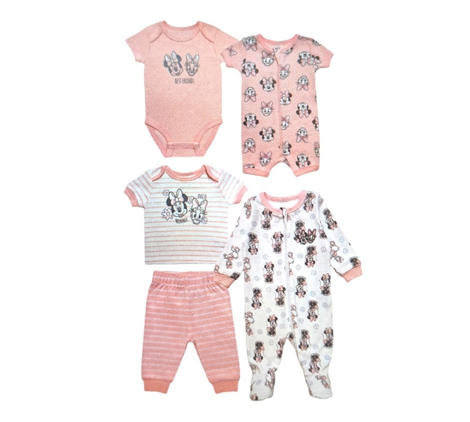 5pc DISNEY Baby's Combo Set, Size 6M, Off-White/Pink (Minnie).