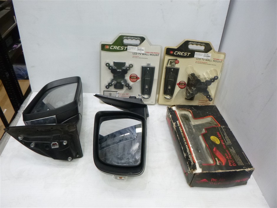 Box of Assorted Items including Side mirrors for Ford Ranger, TV Wall Mount
