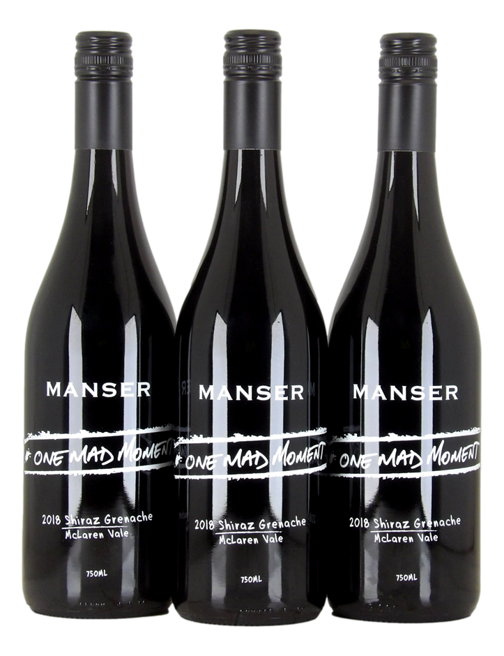 Manser Wines One Mad Moment Shiraz Grenache 2018 (3x 750mL), McLaren Vale