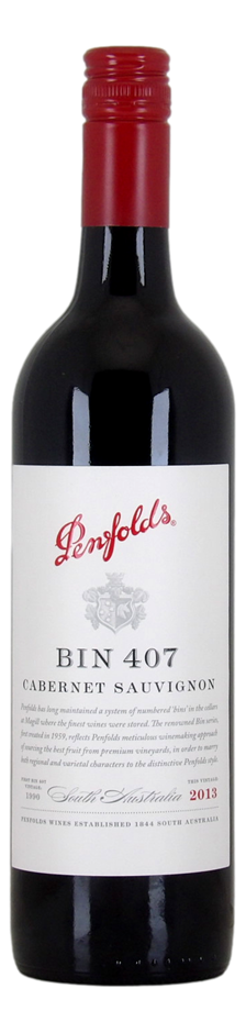 Penfolds Bin 407 Cabernet Sauvignon 2013 (1x 750mL), SA.