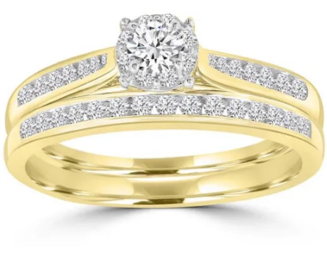 9K Yellow GOLD 0.50CT HI I1 DIAMOND BRIDAL SET