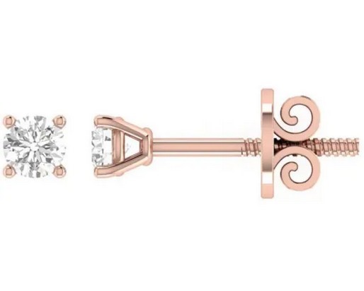 18K ROSE GOLD 0.75CT GH I1 DIAMOND 4 CLAW STUDS