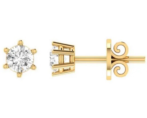 18K Yellow Gold 0.75CT GH I1 DIAMOND 6 CLAW STUDS