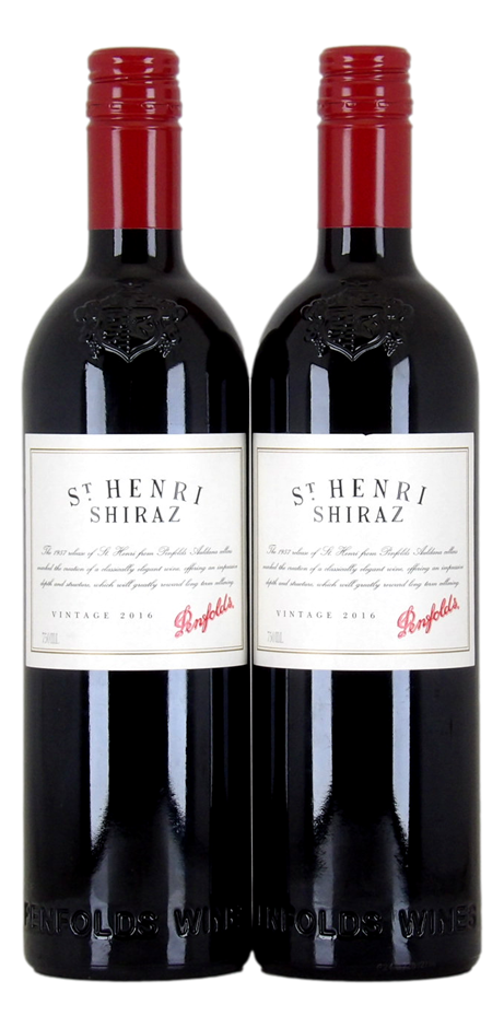 Penfolds St Henri Shiraz 2016 (2x 750mL), SA. Screwcap closure.
