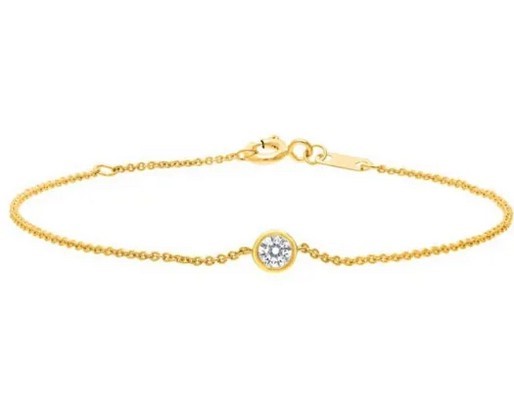 9K YELLOW GOLD 0.15ct F VS ROUND LAB DIAMOND BRACELET 16-18cm