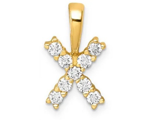 9K YELLOW GOLD 0.10ct F VS LAB DIAMOND INITIAL "X" PENDANT