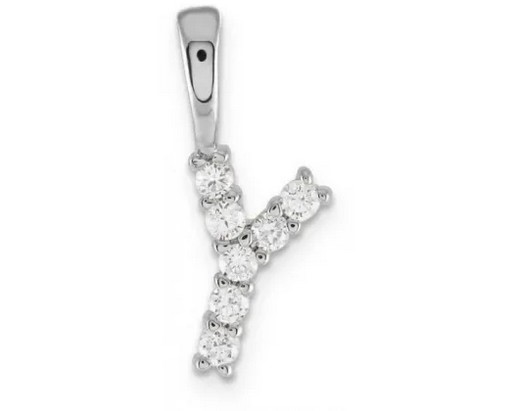 9K WHITE GOLD 0.07ct F VS LAB DIAMOND INITIAL "Y" PENDANT