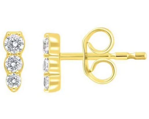 9K YELLOW GOLD 0.16ct F VS LAB DIAMOND STUD EARRING