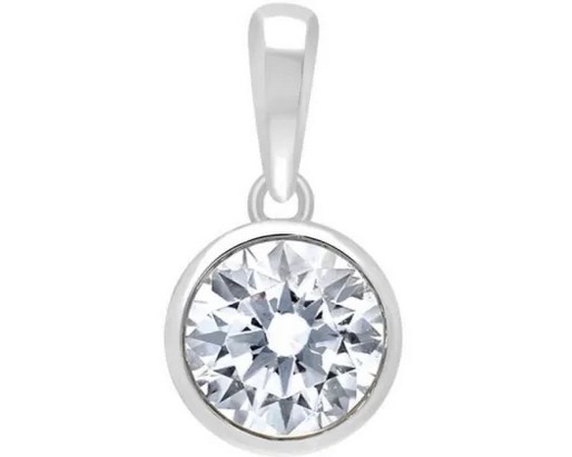 9K WHITE GOLD 0.25ct HI I1 DIAMOND BEZEL PENDANT