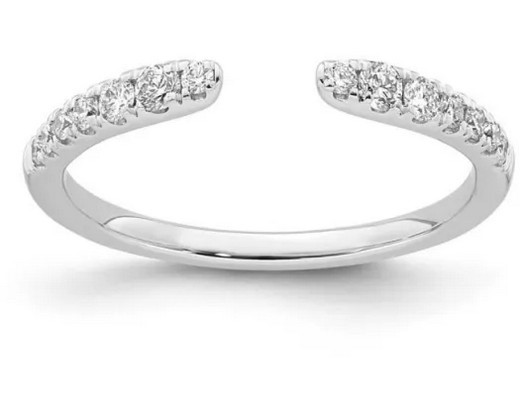 9K WHITE GOLD 0.24ct F VS LAB DIAMOND OPEN RING