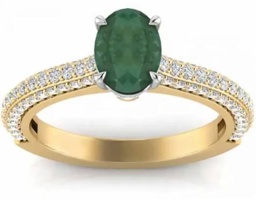 EXC 18K Yellow Gold 0.50ct HI I1 DIAMOND EMERALD RI