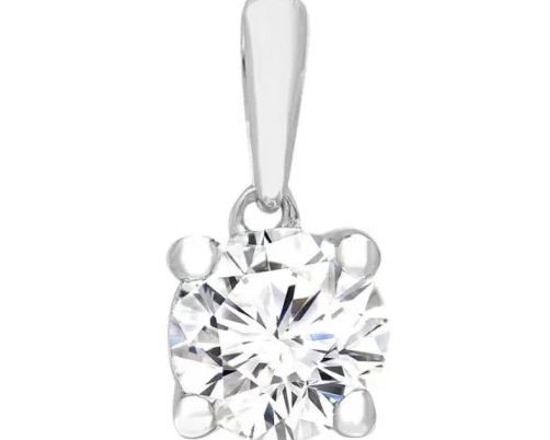 18K WHITE GOLD 0.50CT GH I1 DIAMOND 4 CLAW PENDANT