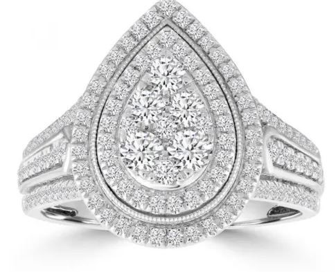 EXC 18K WHITE GOLD 0.50ct HI I1 DIAMOND SAPHRE RIN