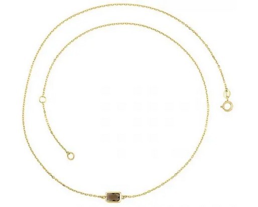 9k Yellow Gold Faceted Smoky Quartz Necklace 45cm