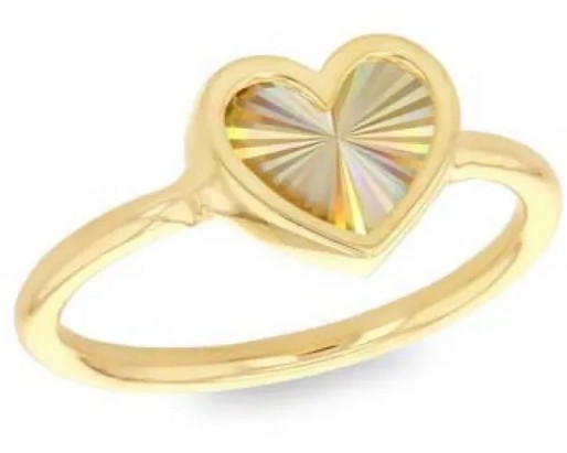 9k Yellow Gold Rainbow Heart Ring