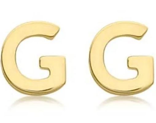 9K Yellow Gold MINI INITIAL 'G' STUD EARRINGS