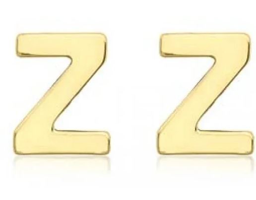 9K Yellow Gold MINI INITIAL 'Z' STUD EARRINGS