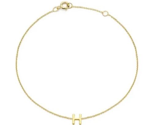 9K Yellow Gold MINI INITIAL 'H' Bracelet 15.5-19cm