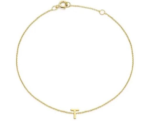 9K Yellow Gold MINI INITIAL 'T' Bracelet 15.5-19cm