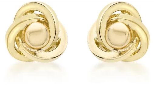9K Yellow GOLD HLW 5mm KNOT BALL STUD EARRINGS