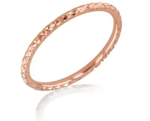 9k Rose Gold Solid Diamond Cut Stacker Ring