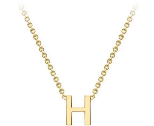 #1 9K YELLOW GOLD INITIAL 'H' NECKLACE 38+5cm
