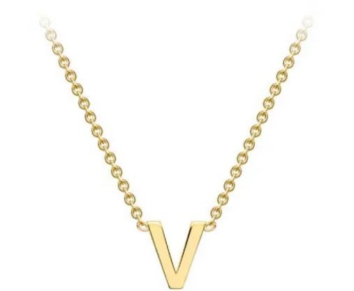 #1 9K YELLOW GOLD INITIAL 'V' NECKLACE 38+5cm