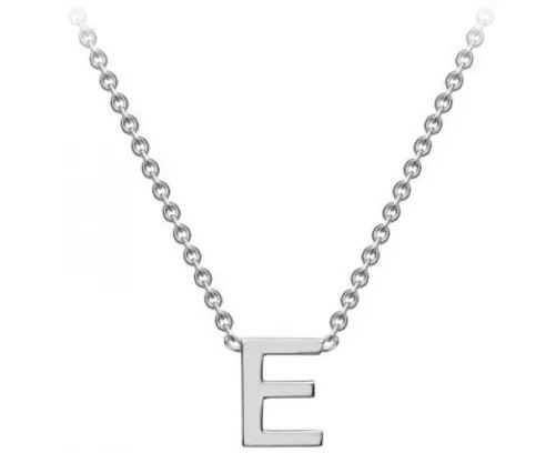 #1 9K WHITE GOLD INITIAL 'E' NECKLACE 38+5cm