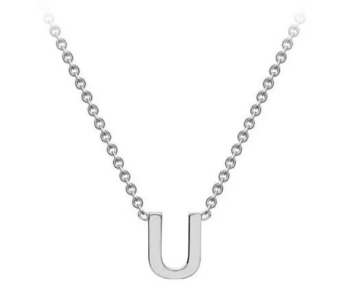 #1 9K WHITE GOLD INITIAL 'U' NECKLACE 38+5cm