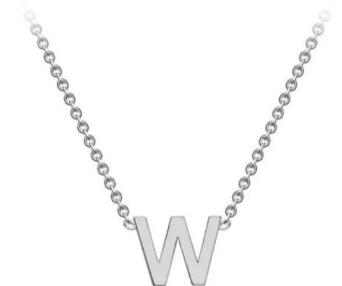 #1 9K WHITE GOLD INITIAL 'W' NECKLACE 38+5cm
