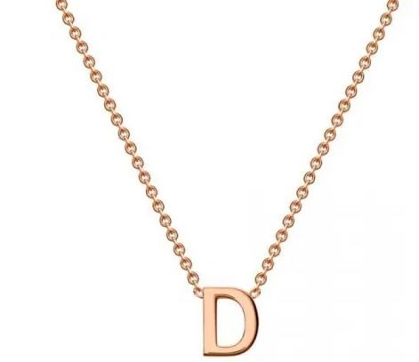 #1A 9K ROSE GOLD INITIAL 'D' NECKLACE 38+5cm