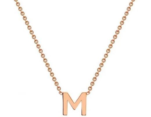 #1A 9K ROSE GOLD INITIAL 'M' NECKLACE 38+5cm