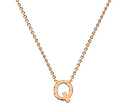 #1a 9k Rose Gold Initial 'Q' Necklace 38+5cm