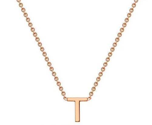 #1a 9k Rose Gold Initial 'T' Necklace 38+5cm