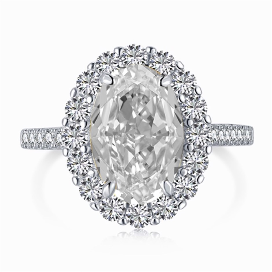 3ct Oval Simulated Diamond 925 Sterling Silver Ring - Size 5