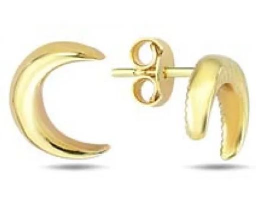 9K Yellow Gold CRESENT MOON STUD EARRINGS