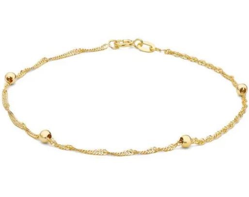 9K Yellow GOLD SOLID BALL TWIST Bracelet 19cm