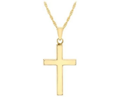 9K YELLOW GOLD HLW CROSS NECKLACE 46cm