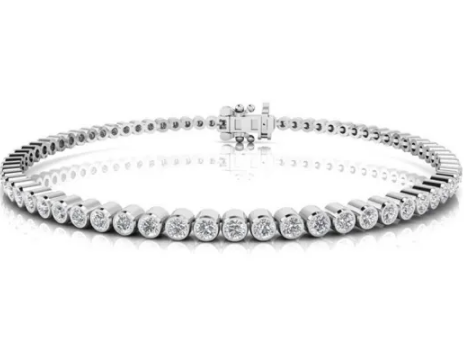 9K WHITE GOLD 2.00ct F VS LAB GROWN DIAMOND BEZEL BRACELET 18cm