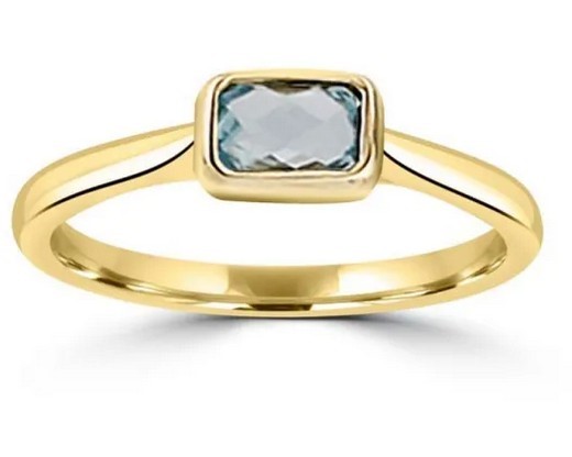 9k Yellow Gold Faceted Sky Braceletue Topaz Ring