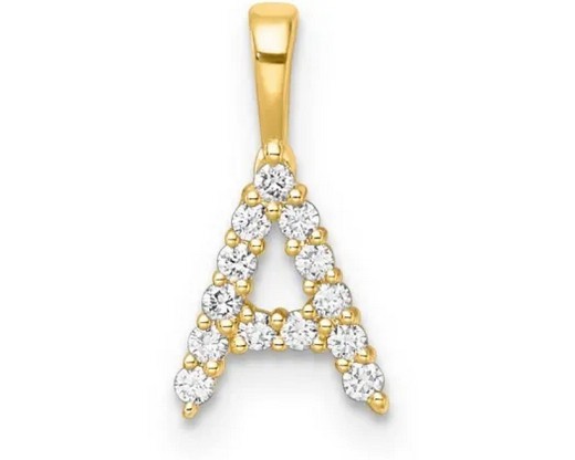 9K YELLOW GOLD 0.13ct F VS LAB DIAMOND INITIAL "A" PENDANT