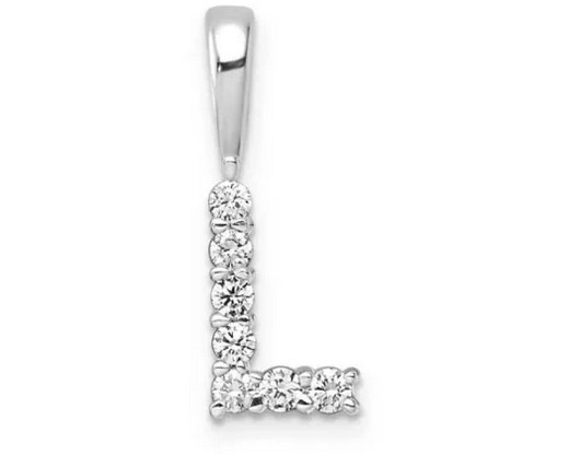 9K WHITE GOLD 0.07ct F VS LAB DIAMOND INITIAL "L" PENDANT LGSP-29841L-010-W