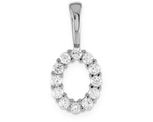 9K WHITE GOLD 0.13ct F VS LAB DIAMOND INITIAL "O" PENDANT LGSP-29841O-012-W