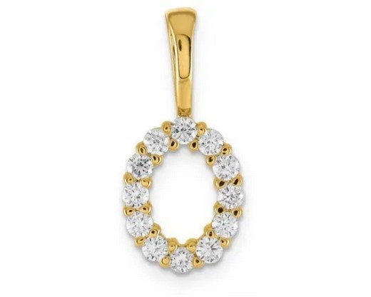 9K YELLOW GOLD 0.13ct F VS LAB DIAMOND INITIAL "O" PENDANT