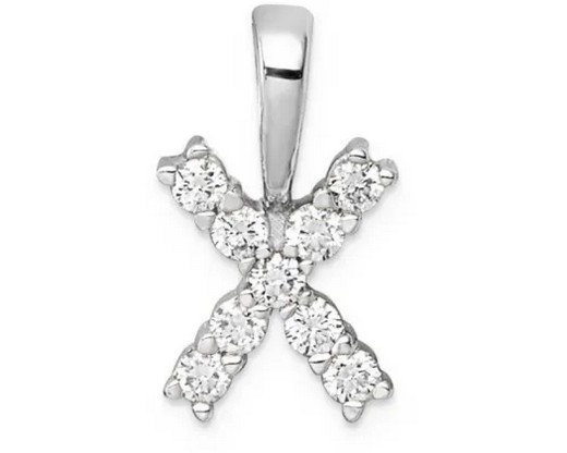 9K WHITE GOLD 0.10ct F VS LAB DIAMOND INITIAL "X" PENDANT LGSP-29841X-014-W