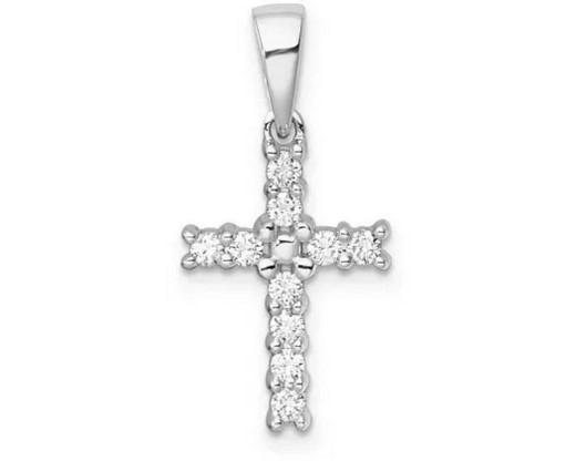 9K WHITE GOLD 0.10ct F VS LAB DIAMOND CROSS PENDANT LGSP-27487-010-W